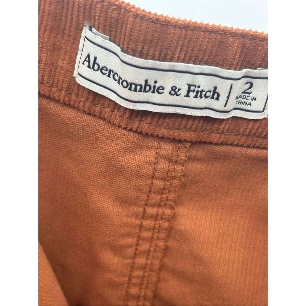 Abercrombie & Fitch Mini Skirt Corduroy Women Size 2 XS Brown Zip Pockets - Picture 7 of 9